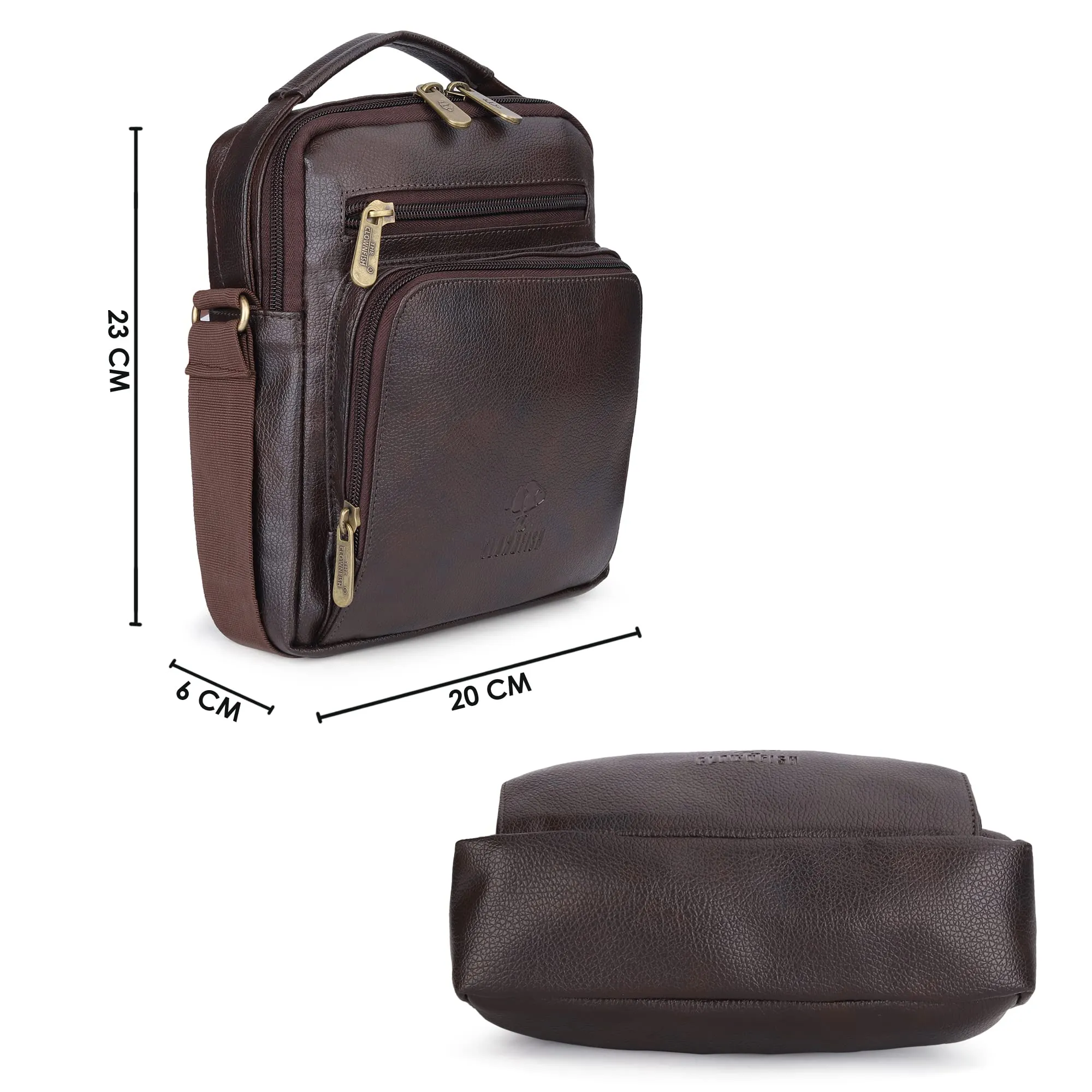 Faux Leather Messenger Bags - Adjustable Cross-Body Design | Great for All Occasions | 2.6L | Dark Brown