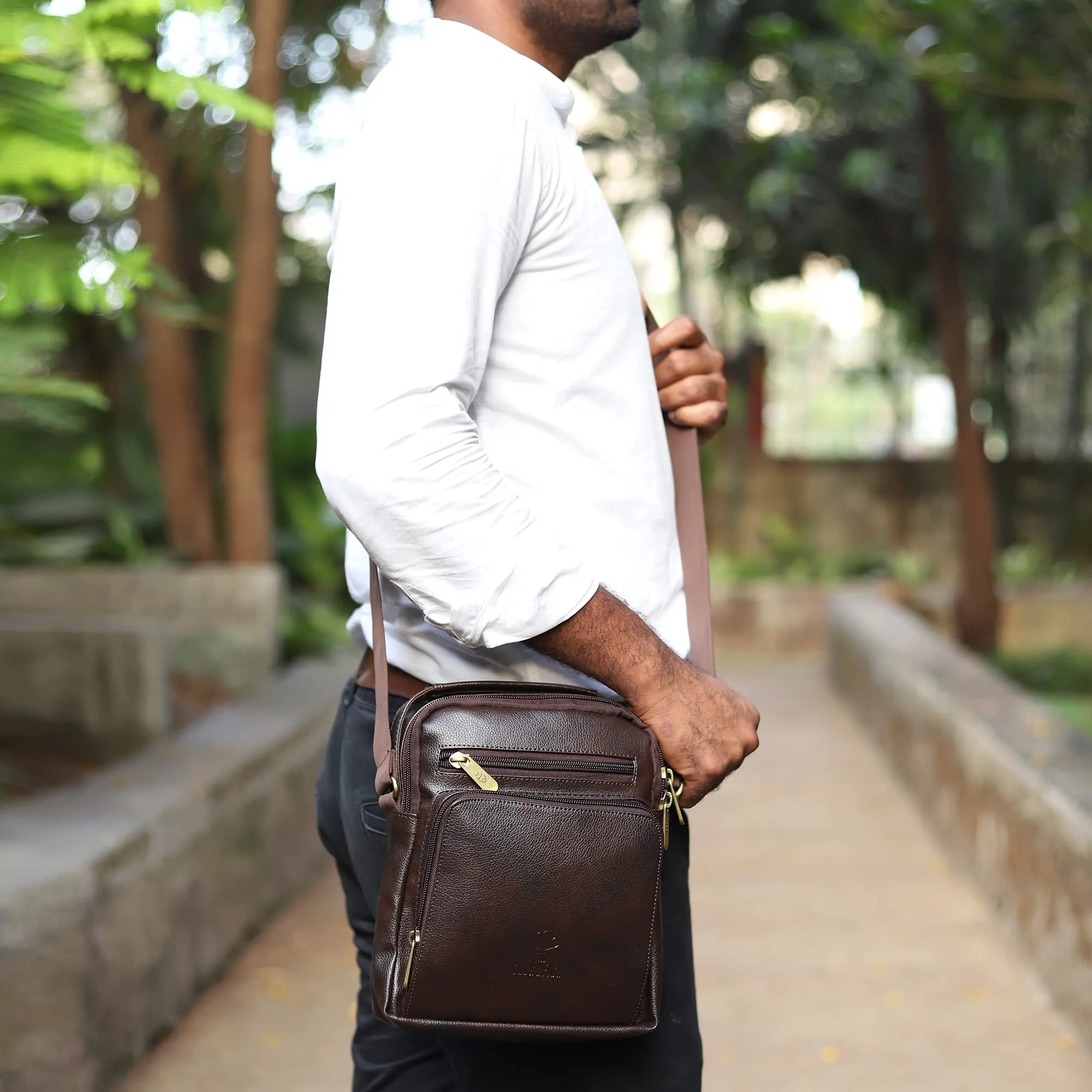 Faux Leather Messenger Bags - Adjustable Cross-Body Design | Great for All Occasions | 2.6L | Dark Brown