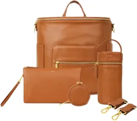FAWN DESIGN The Original Diaper Bag, Faux Leather Diaper Bag Backpack, Vegan Leather, Large Capacity Baby Bag for Mom