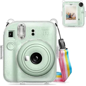 Fintie Protective Clear Case for Fujifilm Instax Mini 12 Instant Camera - Crystal Hard Shell Cover with Upgraded Film Pocket for Storing Photos & Removable Shoulder Strap