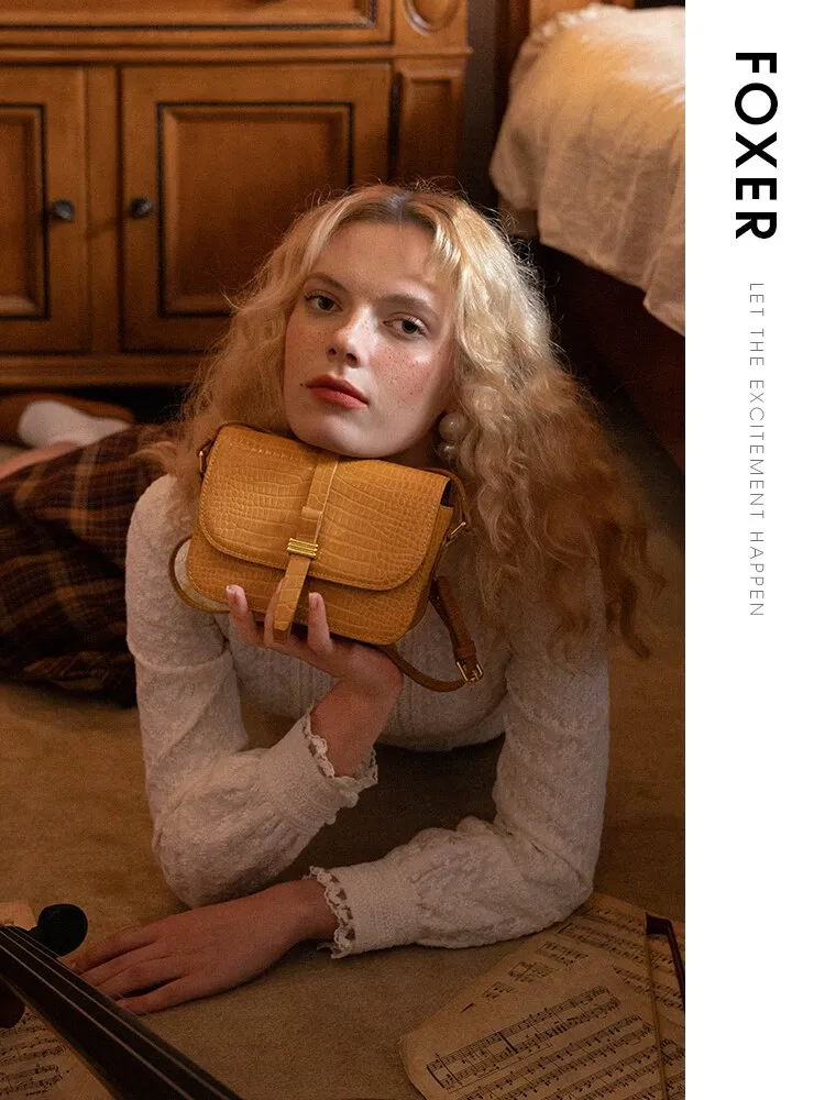 FOXER Lady Small Crossbody Bags Fashion 2021 Vintage Shoulder Messenger Bags for Women Cow Leather Commute Handbag Casual Purse