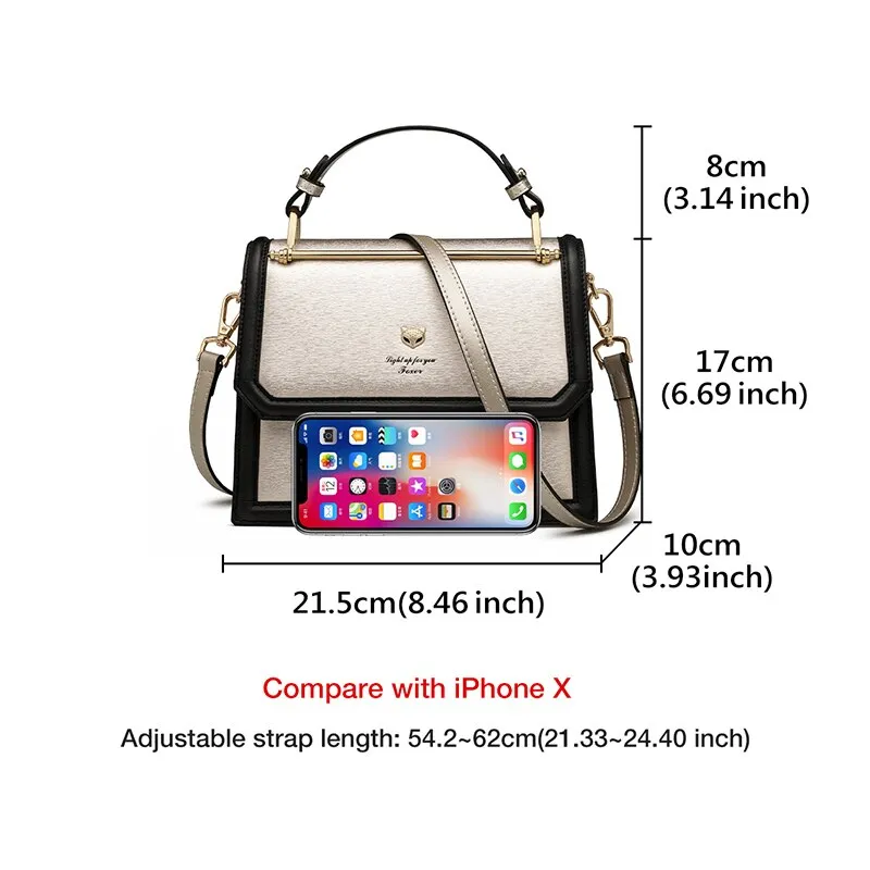 FOXER Women's Luxury Shoulder Messenger Bag Cowhide Fashion Female Casual Totes Flap Cross-body Bag Commute Ladies Handle Bags