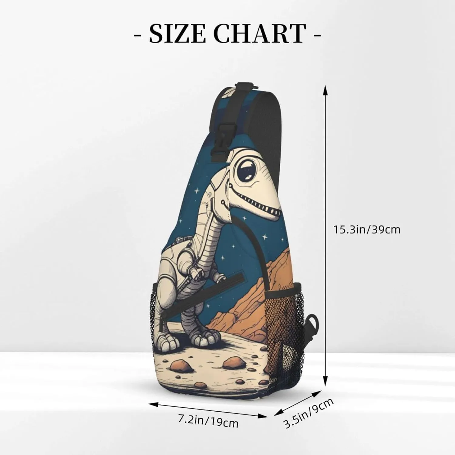 Funny Astronaut Dinosaur Rocke Shoulder Bag Crossbody Backpack Chest Bag Lightweight Sling Daypackstravel Hiking Cycling For Men Women