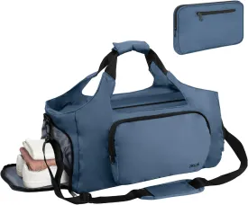Gym Bags for Men Women, Sports Duffle Bag, Travel Gym Bag with Shoes Compartment and Wet Pocket, Foldable, Lightweight for Travel, Gym, Yoga (PK Blue)