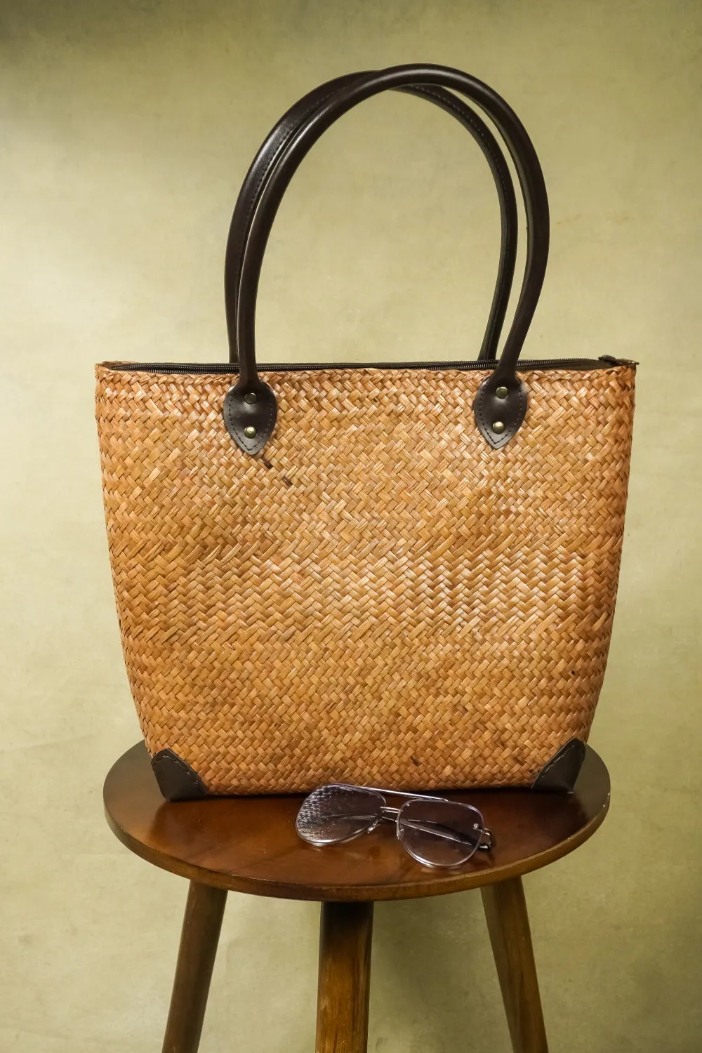 Handwoven Work Tote Shoulder Bag