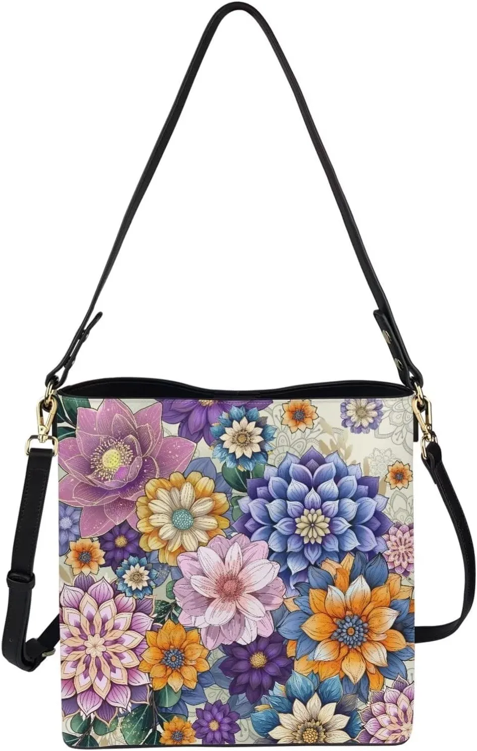 HUGS IDEA Women's Handbag Leather Tote Shoulder Bucket Bags Crossbody Top-handle Bag