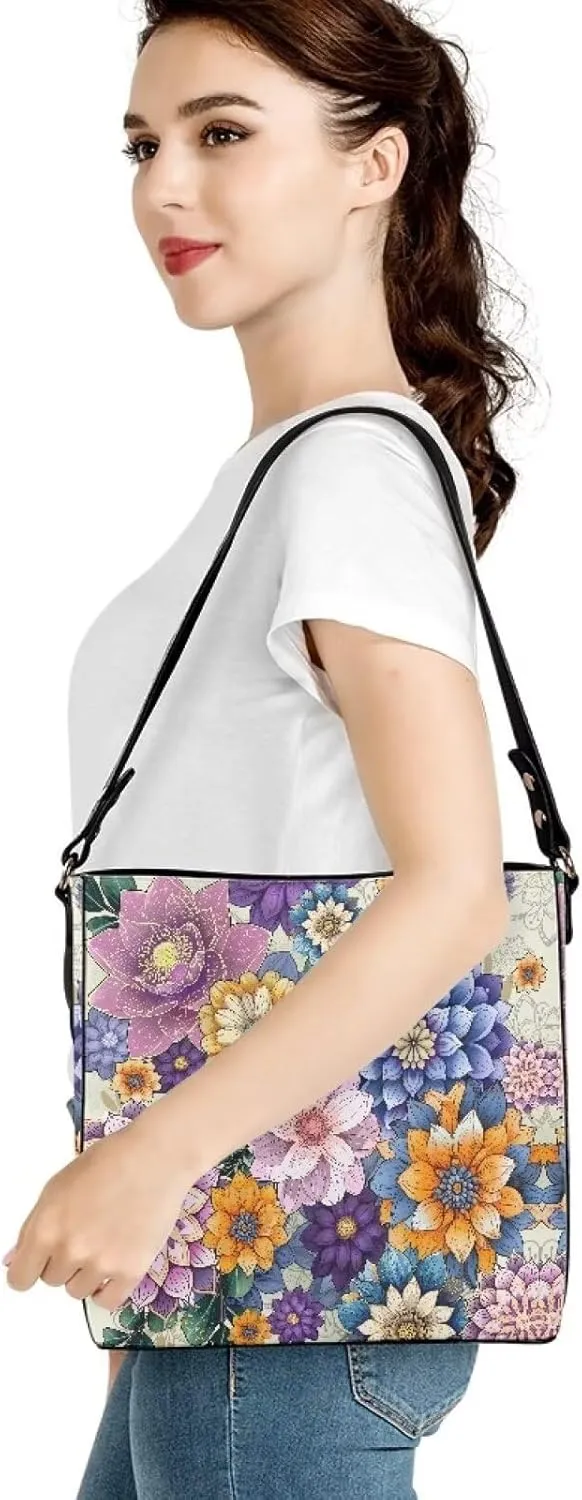HUGS IDEA Women's Handbag Leather Tote Shoulder Bucket Bags Crossbody Top-handle Bag