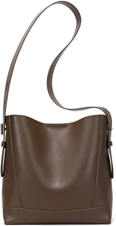 JIUFENG Leather Handbags for Women, Soft Shoulder Tote Crossbody Purses Bucket Bags with Adjustable Strap