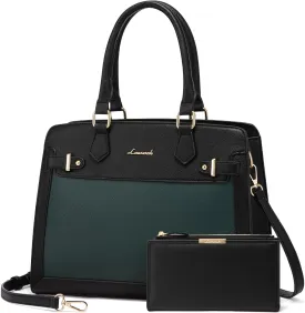 LOVEVOOK Purses and Handbags for Women, Tote Shoulder Bag Satchel Black Purse and PU Leather Top Handle for ladies