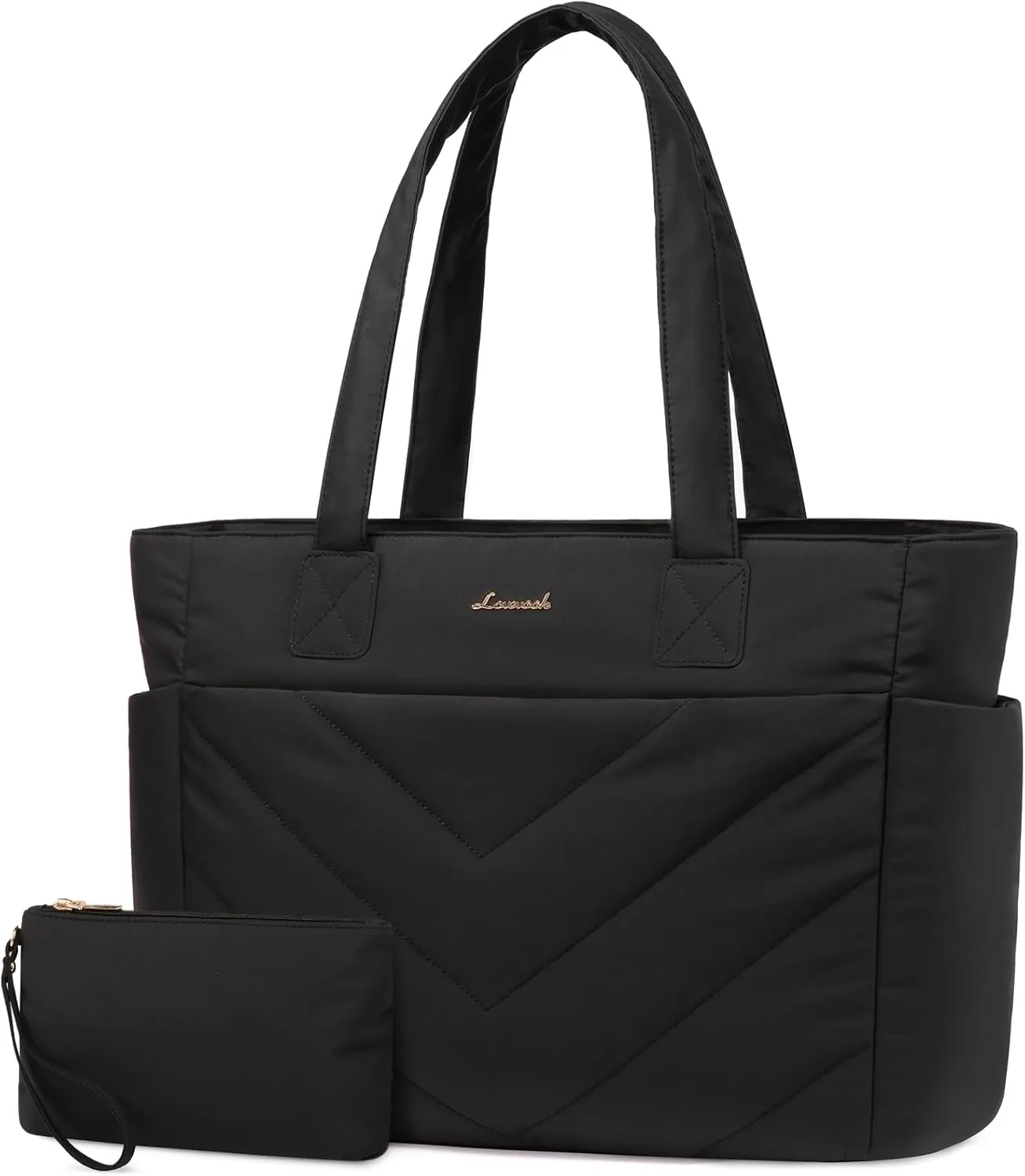 LOVEVOOK Tote Travel Bag for Women, Puffer Work Handbag with Zipper for Teacher Nurse, Quilted Laptop Shoulder Gym Bag Cute