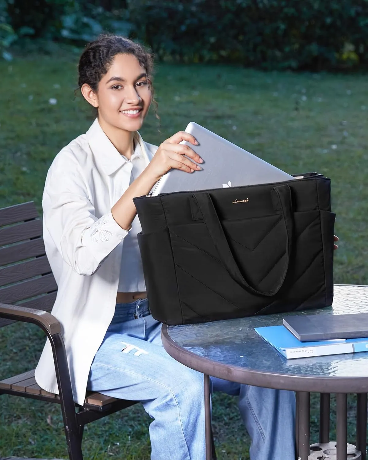 LOVEVOOK Tote Travel Bag for Women, Puffer Work Handbag with Zipper for Teacher Nurse, Quilted Laptop Shoulder Gym Bag Cute