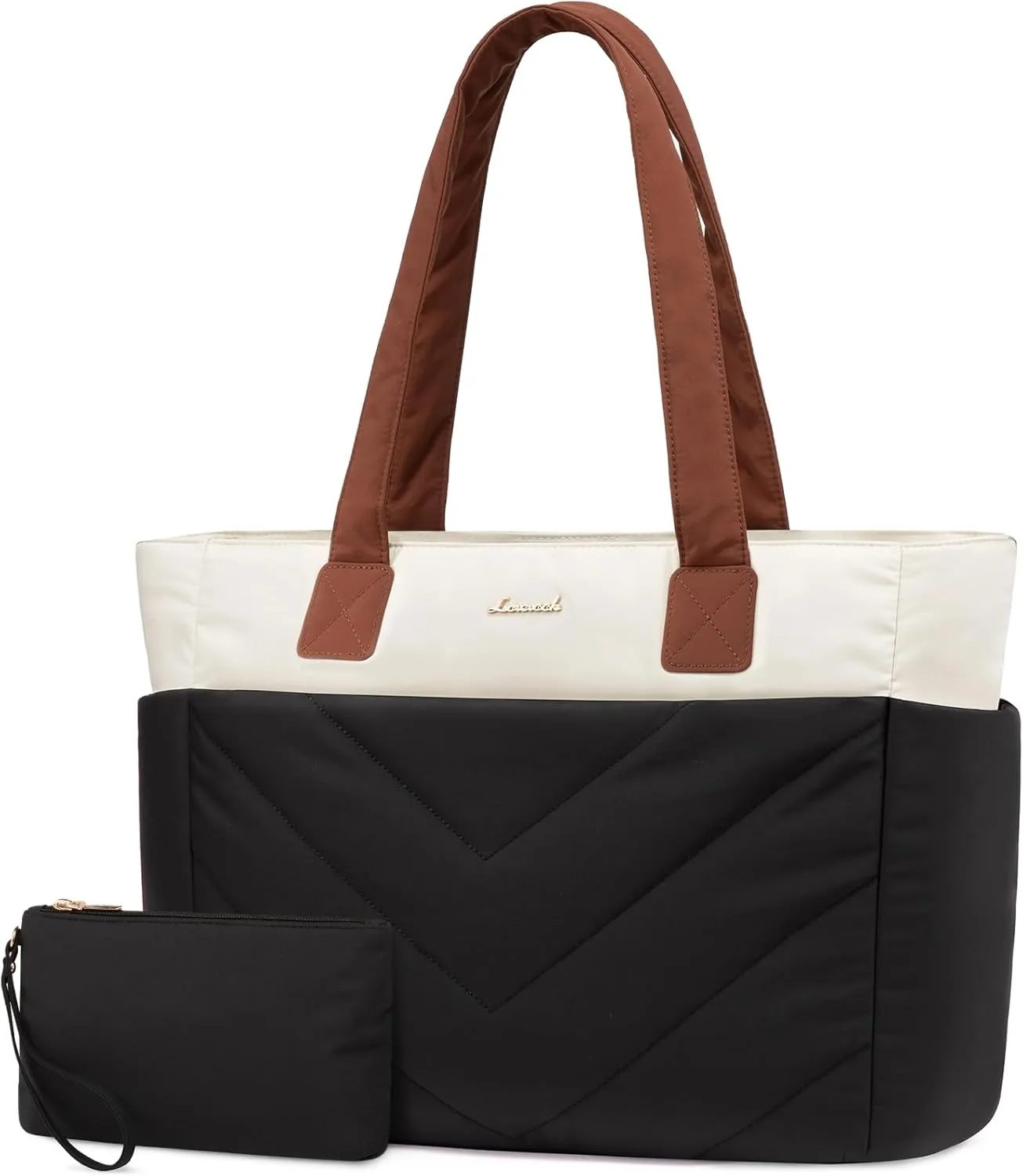 LOVEVOOK Tote Travel Bag for Women, Puffer Work Handbag with Zipper for Teacher Nurse, Quilted Laptop Shoulder Gym Bag Cute
