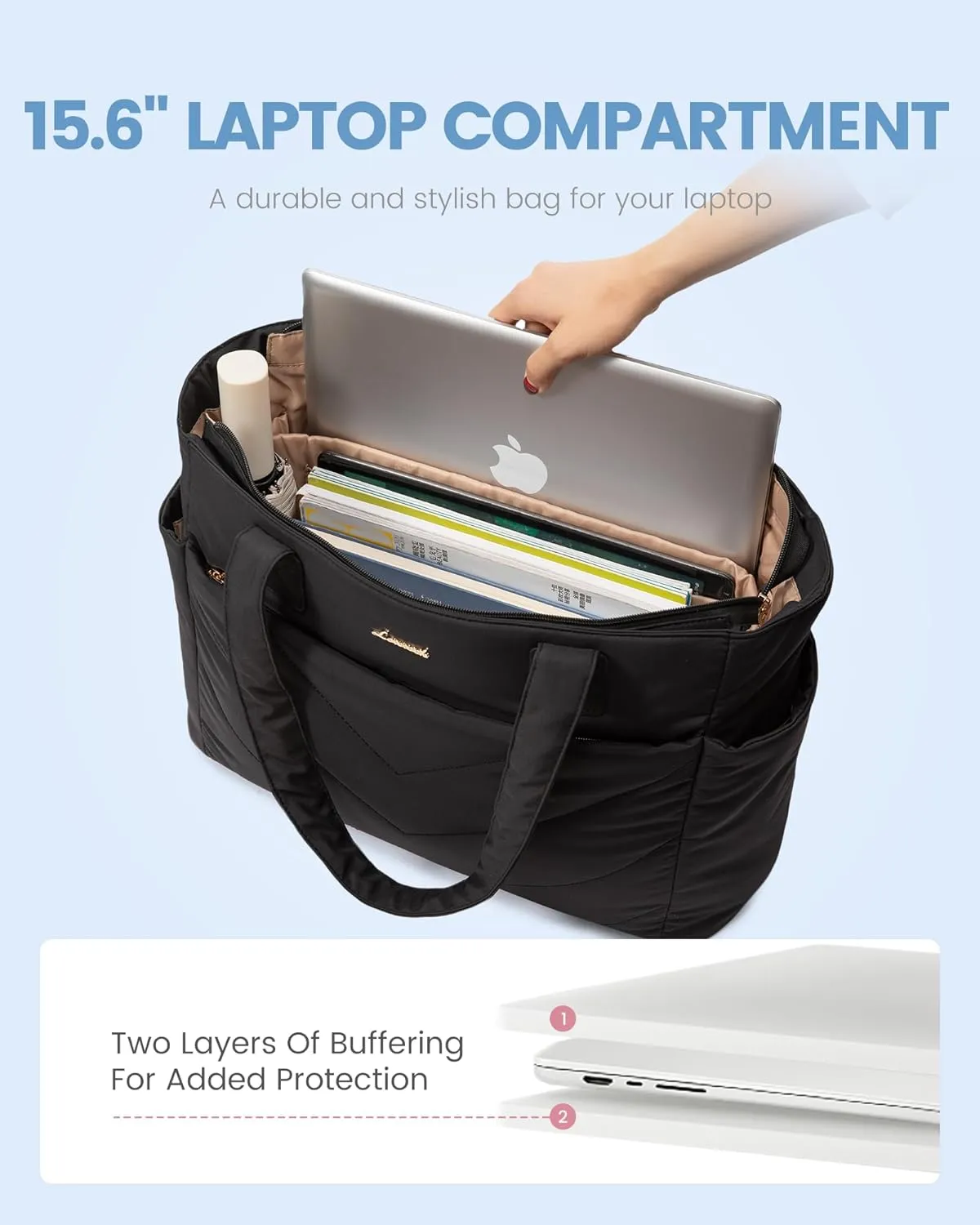 LOVEVOOK Tote Travel Bag for Women, Puffer Work Handbag with Zipper for Teacher Nurse, Quilted Laptop Shoulder Gym Bag Cute