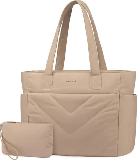 LOVEVOOK Tote Travel Bag for Women, Puffer Work Handbag with Zipper for Teacher Nurse, Quilted Laptop Shoulder Gym Bag Cute