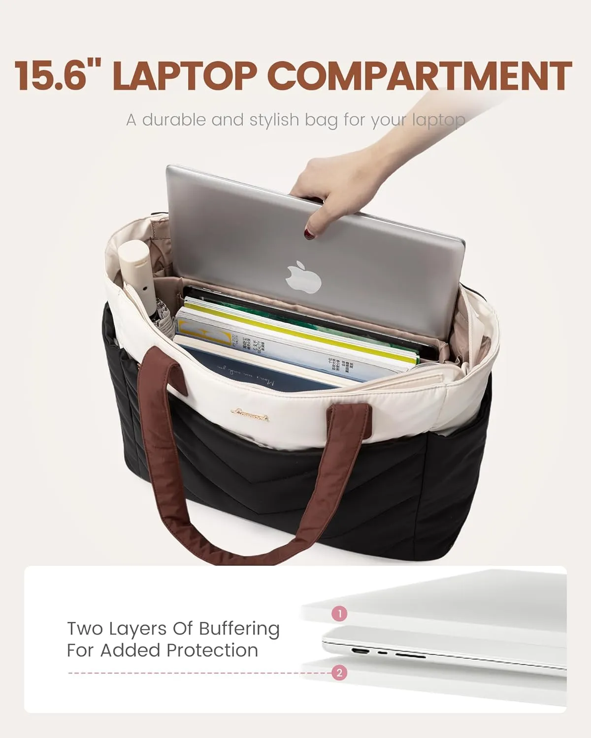 LOVEVOOK Tote Travel Bag for Women, Puffer Work Handbag with Zipper for Teacher Nurse, Quilted Laptop Shoulder Gym Bag Cute