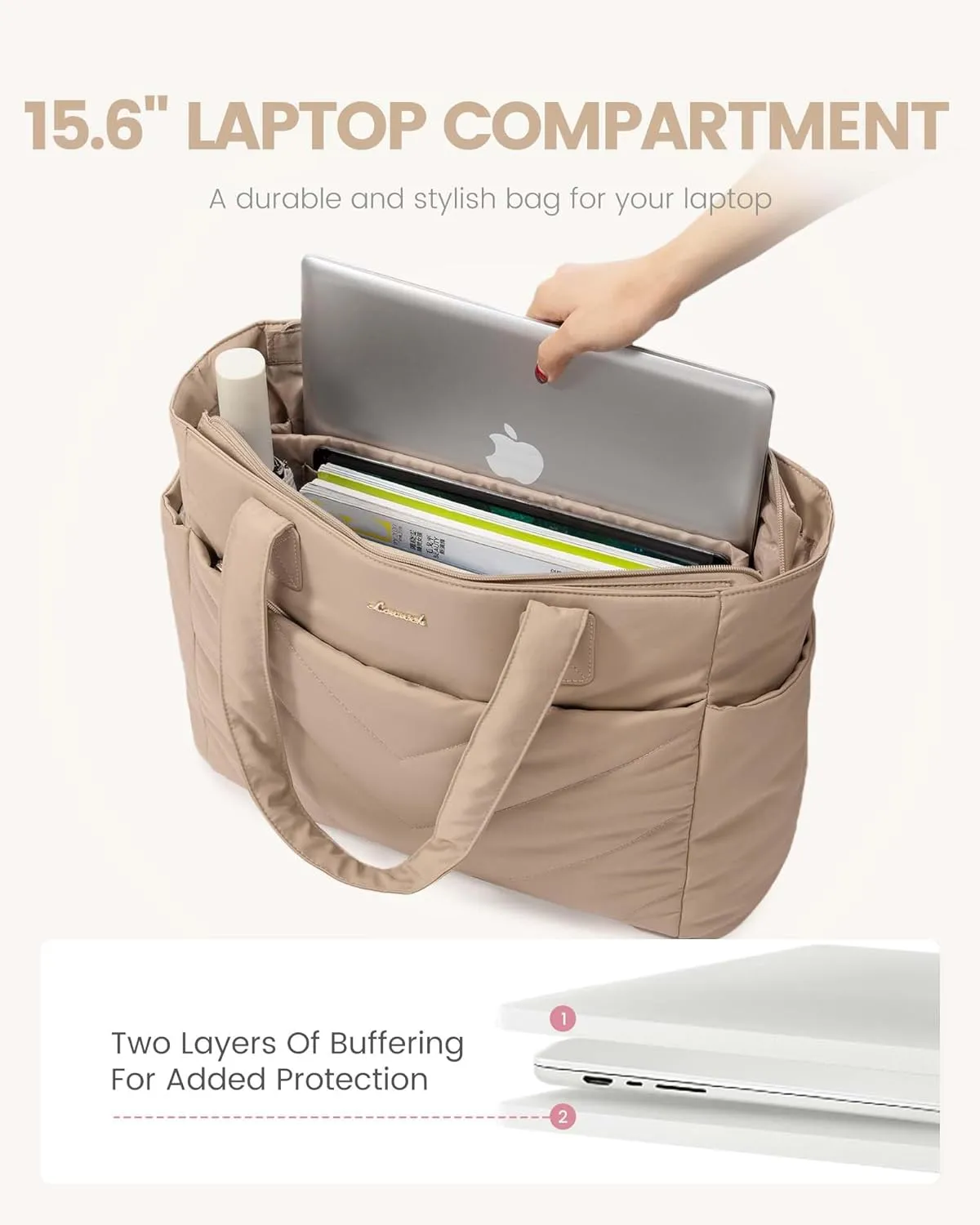 LOVEVOOK Tote Travel Bag for Women, Puffer Work Handbag with Zipper for Teacher Nurse, Quilted Laptop Shoulder Gym Bag Cute