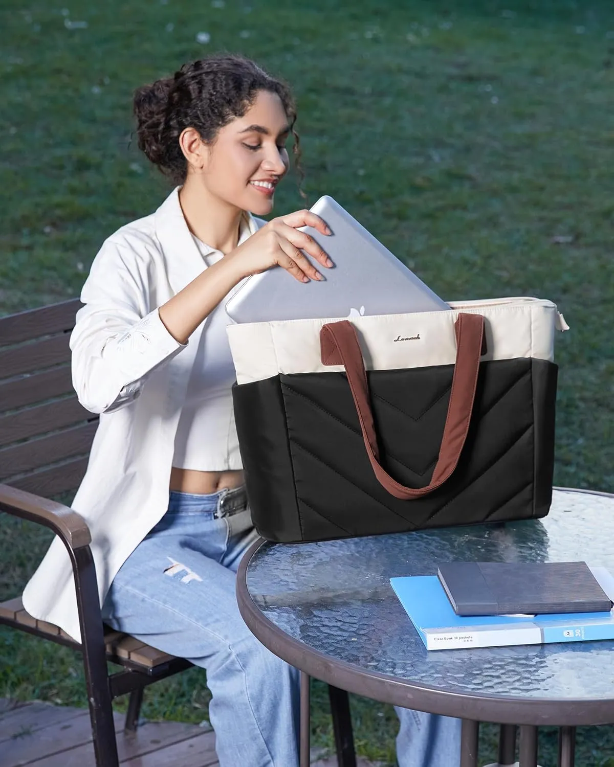 LOVEVOOK Tote Travel Bag for Women, Puffer Work Handbag with Zipper for Teacher Nurse, Quilted Laptop Shoulder Gym Bag Cute