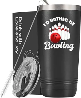 Onebttl Bowling Gifts for Men, Women, Lovers - I'd Rather Be Bowling - 20oz/590ml Stainless Steel Insulated Tumbler