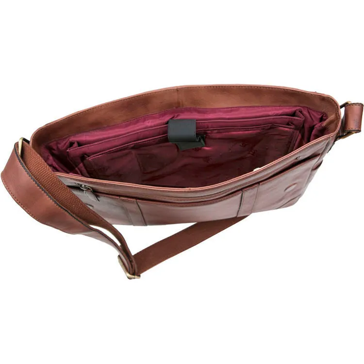 Prime Hide Ridgeback Luxury Brown Leather Large Messenger Bag