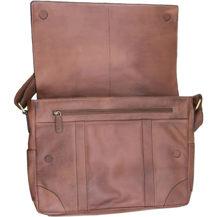 Prime Hide Ridgeback Luxury Brown Leather Large Messenger Bag