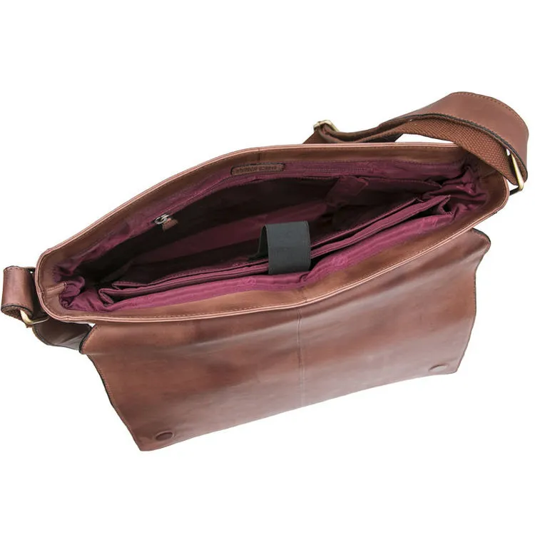 Prime Hide Ridgeback Luxury Brown Leather Large Messenger Bag