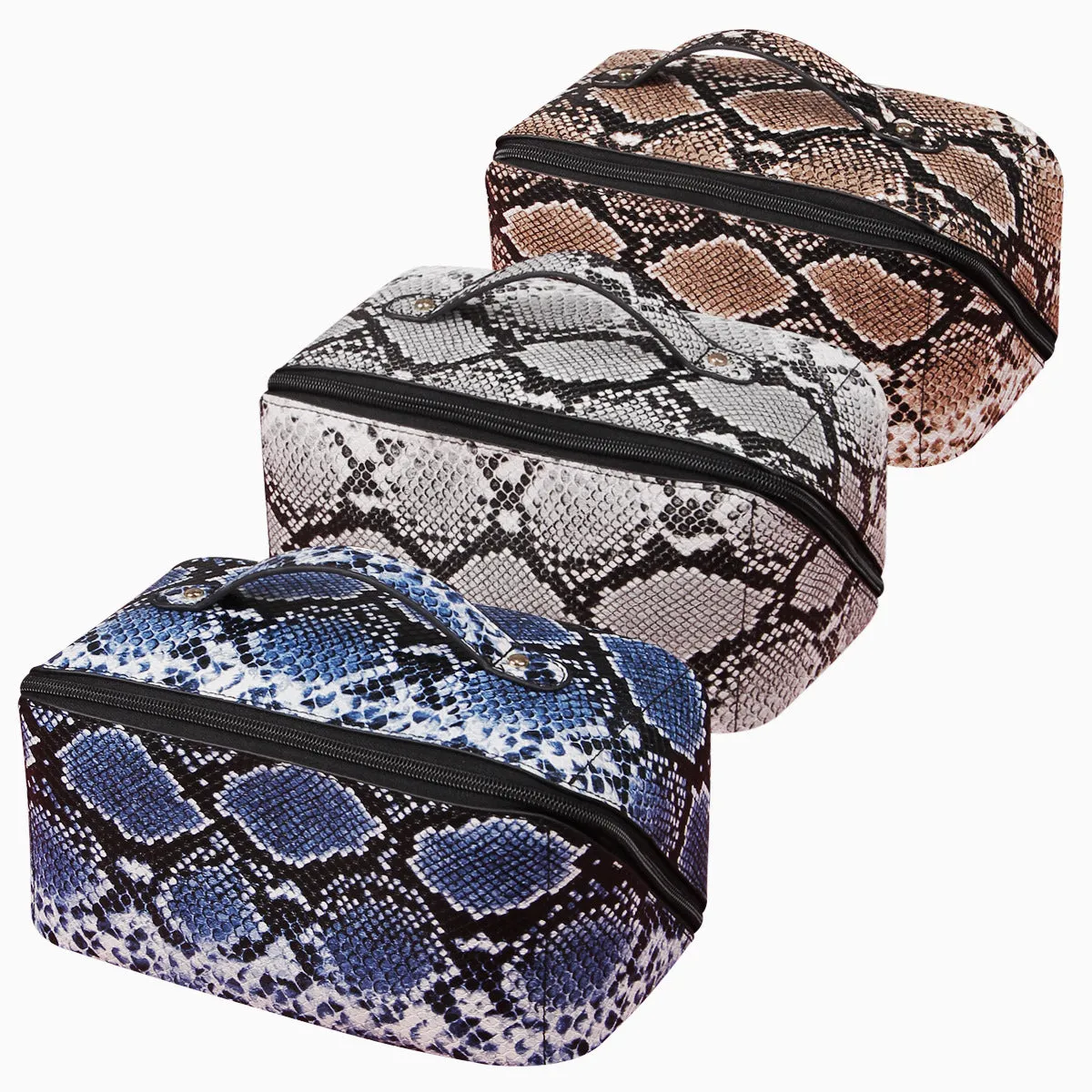 PU skin snakeskin pattern large capacity multi-functional makeup bag premium sense toiletry bag