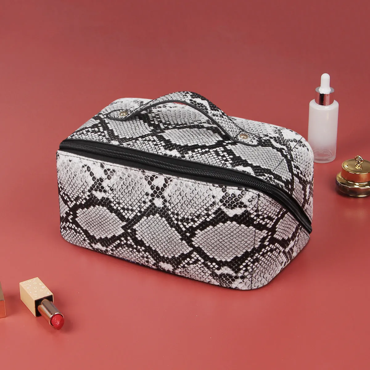 PU skin snakeskin pattern large capacity multi-functional makeup bag premium sense toiletry bag