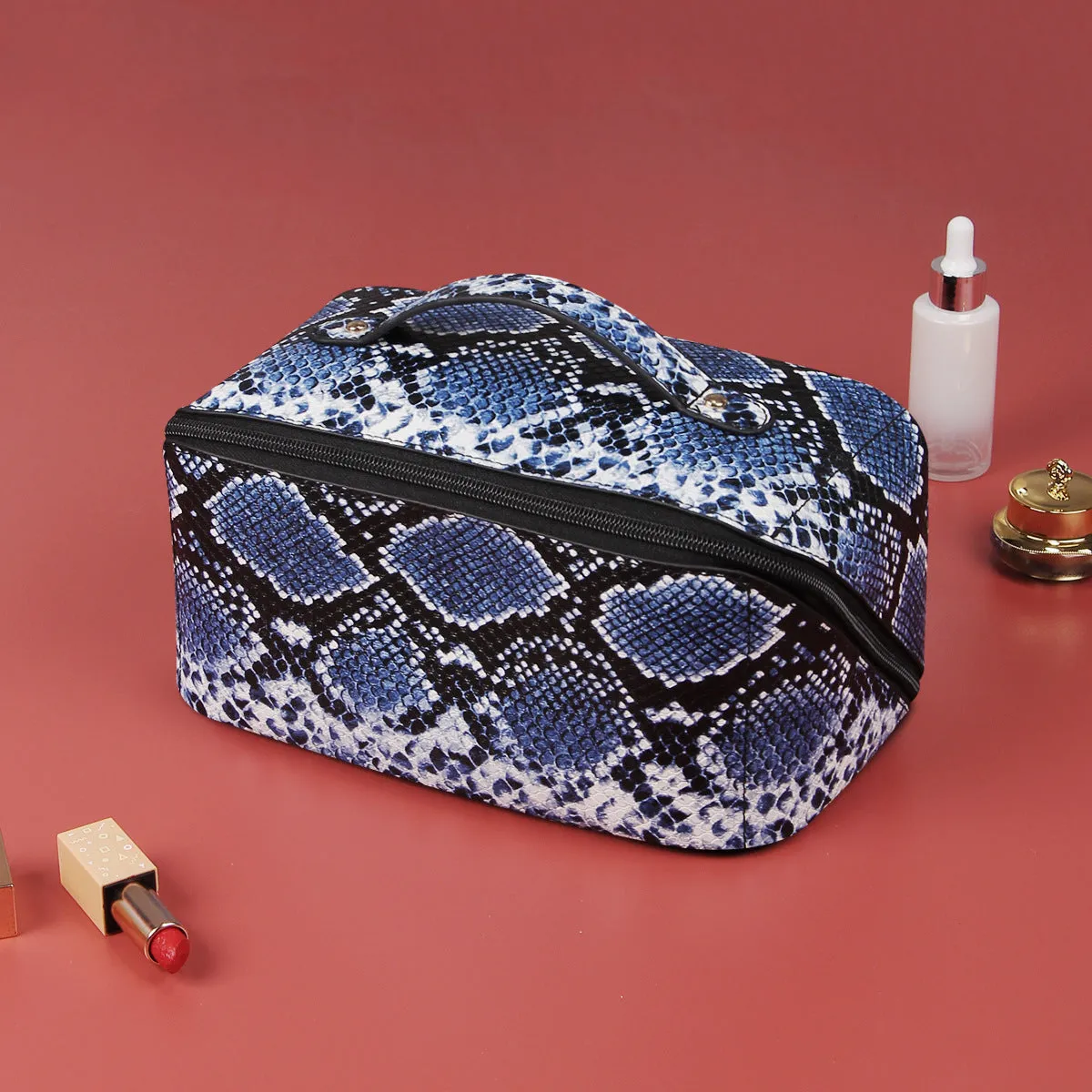 PU skin snakeskin pattern large capacity multi-functional makeup bag premium sense toiletry bag