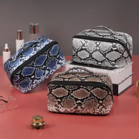 PU skin snakeskin pattern large capacity multi-functional makeup bag premium sense toiletry bag