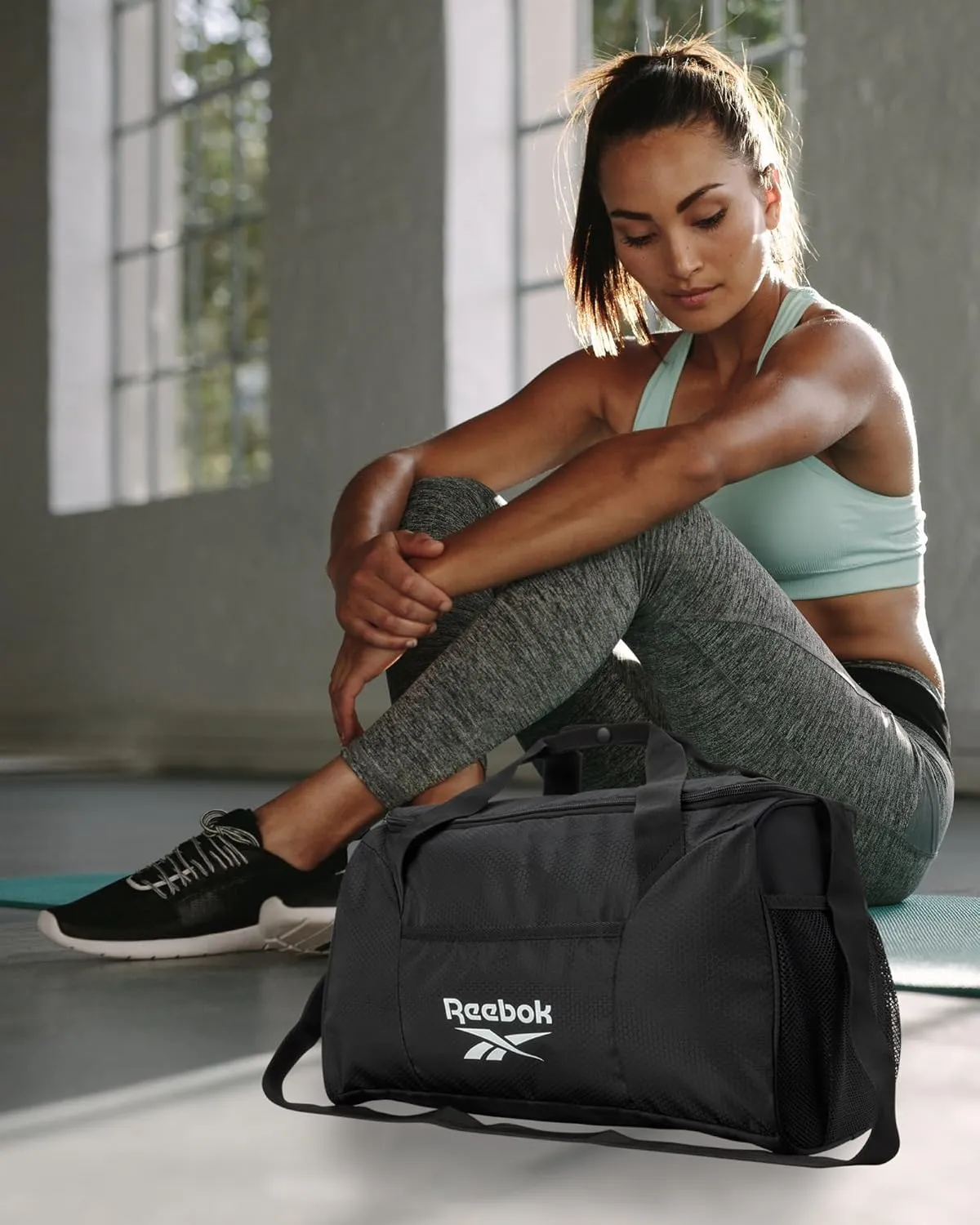 Reebok Duffle Bag - Carry On Gym Bag for Workout and Travel Duffel Bags - Small Size Overnight Bags for Women and Men, Size Small, Aleph Black