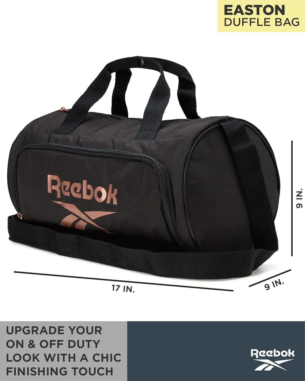 Reebok Duffle Bag - Carry On Gym Bag for Workout and Travel Duffel Bags - Small Size Overnight Bags for Women and Men, Size Small, Easton Black