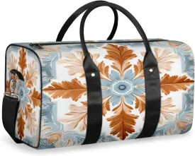 Retro Flower Travel Duffle Bag, Sports Gym Bags for Women Men, Carry On Weekender Overnight Bag, Boho Flowers Workout Hospital Airplane Trips Bag