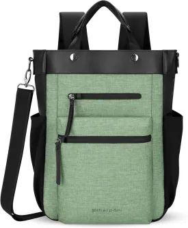 Sherpani Soleil, Anti Theft Convertible Backpack, 3 in 1 Tote Bag, Crossbody Purse, 18L Travel Backpack, Travel Gifts for Women, RFID Protection, Metal Hardware, Fits 15 Laptop (Basil)