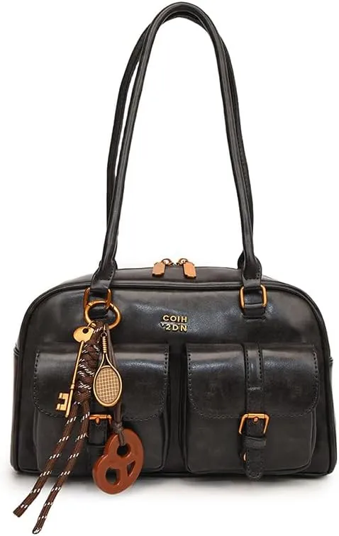 Shoulder Bag Retro Top Handle Bag Y2k 90s Multiple Pockets Designer Handbag Soft Trendy Underarm Purse