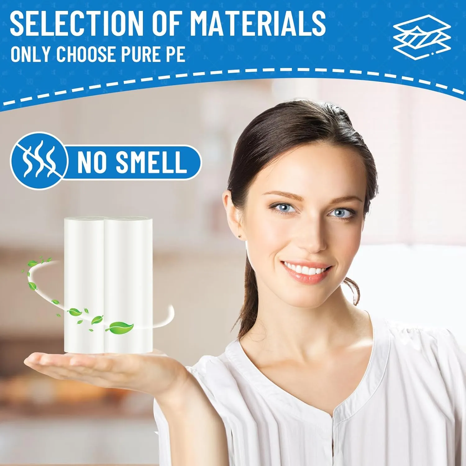 Small Trash Bags 4 Gallon, 100 Count Small Garbage Bag Bathroom White Mini Trash Bag Trash Can Liners Unscented Small Garbage Bags for Bathroom Can