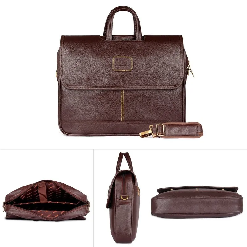 Synthetic Leather Laptop Bag - Ideal for Professionals | 15.6 Inch | Chocolate