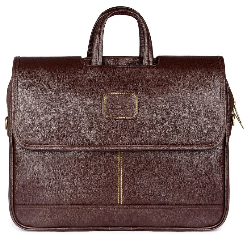 Synthetic Leather Laptop Bag - Ideal for Professionals | 15.6 Inch | Chocolate