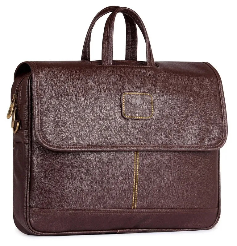 Synthetic Leather Laptop Bag - Ideal for Professionals | 15.6 Inch | Chocolate