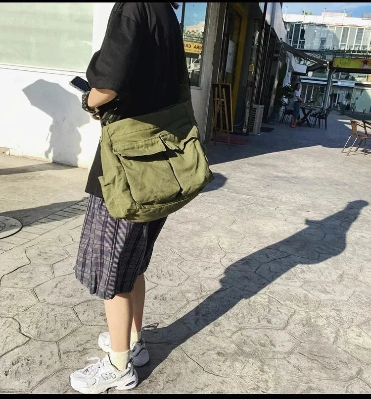 Vintage-Inspired Canvas Tote Bag for Women – Casual Shoulder Messenger Purse