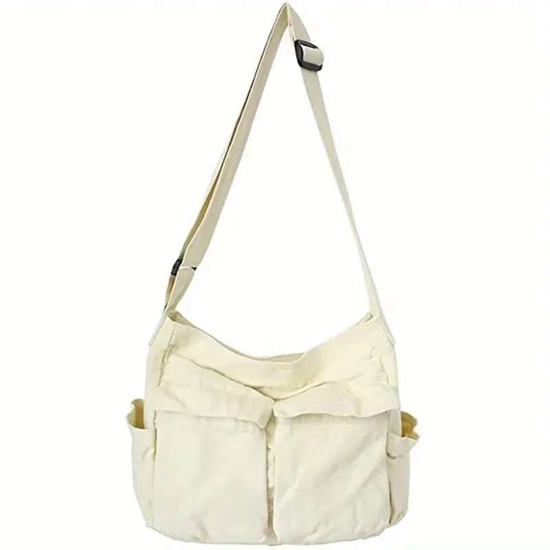 Vintage-Inspired Canvas Tote Bag for Women – Casual Shoulder Messenger Purse