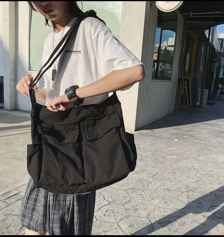 Vintage-Inspired Canvas Tote Bag for Women – Casual Shoulder Messenger Purse