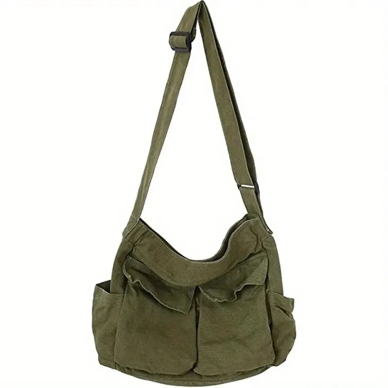 Vintage-Inspired Canvas Tote Bag for Women – Casual Shoulder Messenger Purse