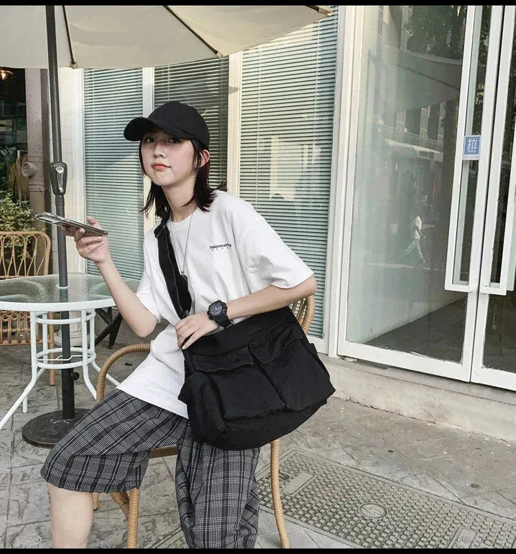 Vintage-Inspired Canvas Tote Bag for Women – Casual Shoulder Messenger Purse