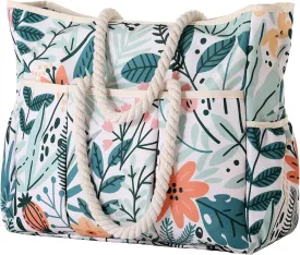 Vomgomfom 30L Large Beach Bag with Removable Wet Compartment, 14 Pockets, Waterproof Sandproof Pool Tote with Zipper Closure