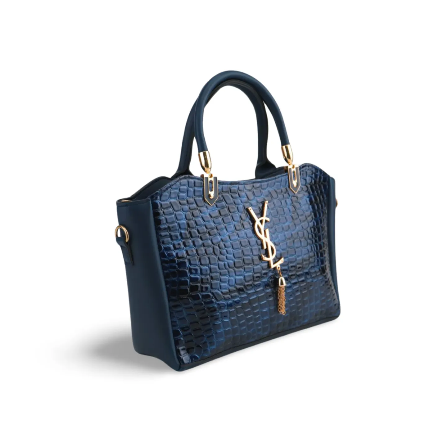Women's Crossbody Tote Bag with Croc Skin Pattern - PU Leather - Multiple Colors