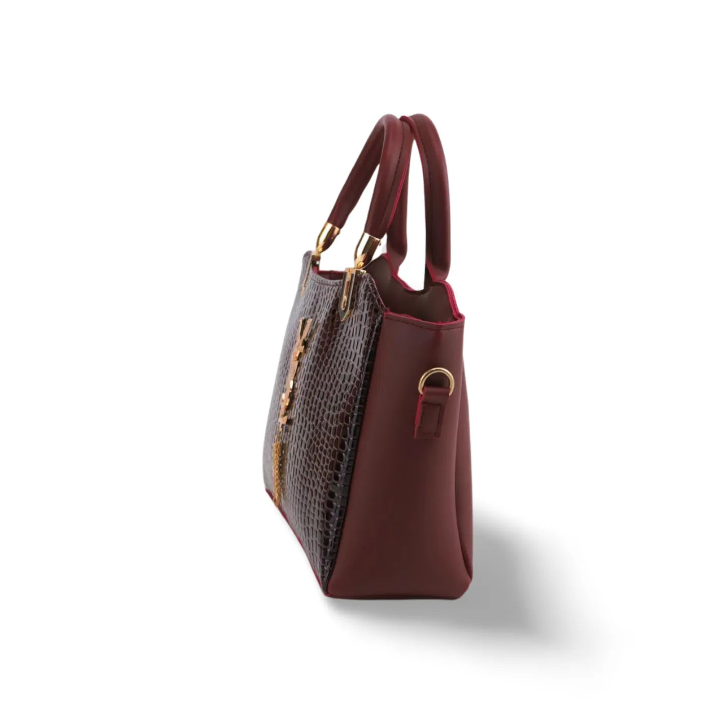 Women's Crossbody Tote Bag with Croc Skin Pattern - PU Leather - Multiple Colors